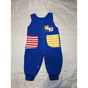 Vintage 1994 HJR & CO Boys Size 6-9 Months Blue Overall Outfit Play Pals Dogs